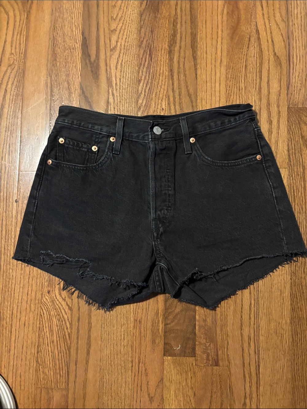 Levi's Black High-Rise Cutoff Denim Shorts